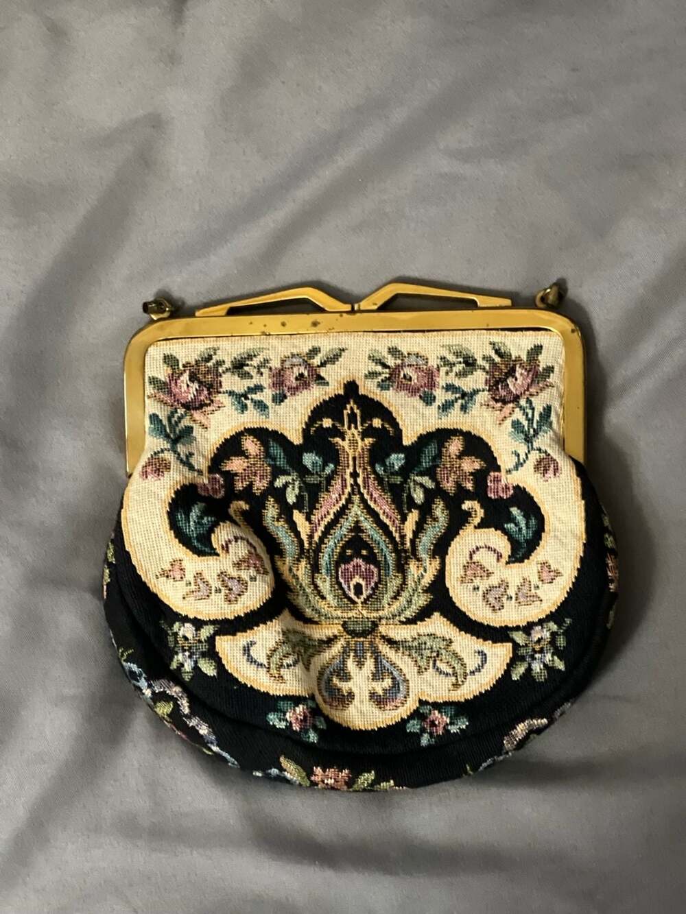 Vintage 1960s Tapestry Evening Bag Made in West Germany for H.C. Prange Co.